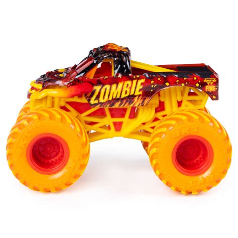 hot wheels monster jam  zombie yellow toy truck  team flag