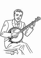 Banjo Kleurplaat Tocando Malvorlage Instrumentos Musicais Homem Banjos sketch template