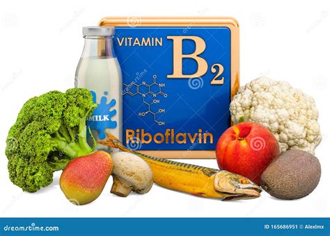 Foods Highest In Vitamin B2 Riboflavin 3d Rendering Stock