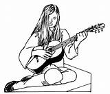 Coloring Pages Girls Guitar sketch template