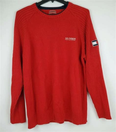 vintage tommy hilfiger red label crew neck sweater mens sz xxl ribbed pullover ebay