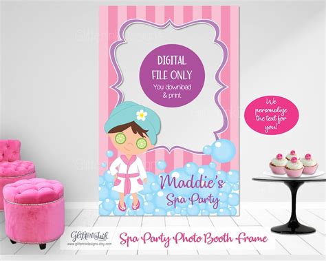 printable spa party photo booth frame glam diva makeover spa etsy