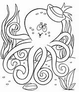 Octopus Kids Coloring Cartoon Printable Library Clipart sketch template
