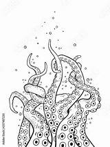 Kraken Tentacles Curl Abstract Coloriages Squid Pieuvre Trait Entrelacées Dessinées Tentacules Intertwined Ferrisquinlanjamal Collegesportsmatchups sketch template