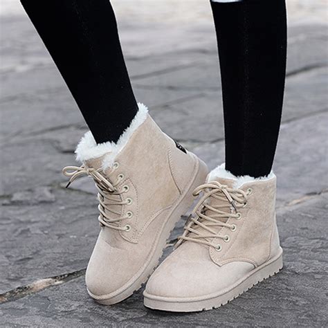Winter Women Snow Boots Fashion Style 2016 Solid Color Female Ankle
