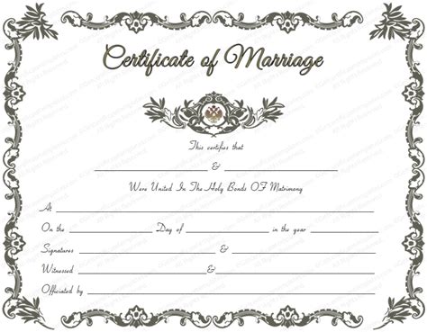 printable marriage certificate templates wedding certificate