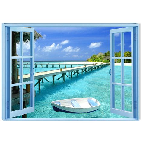 startonight canvas wall art window  paradise beach usa design