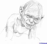 Drawing Gollum Lord Rings Smeagol Sketches Hobbit Ring sketch template