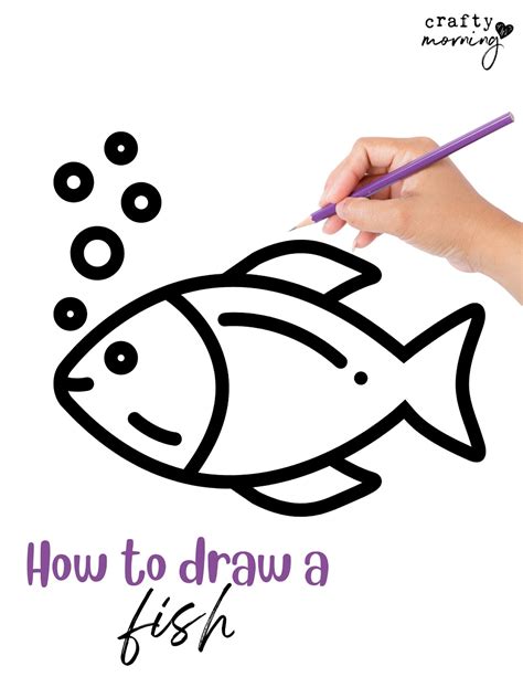 easy fish drawing step  step printable crafty morning