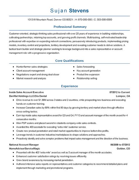 account executive sample resume examples