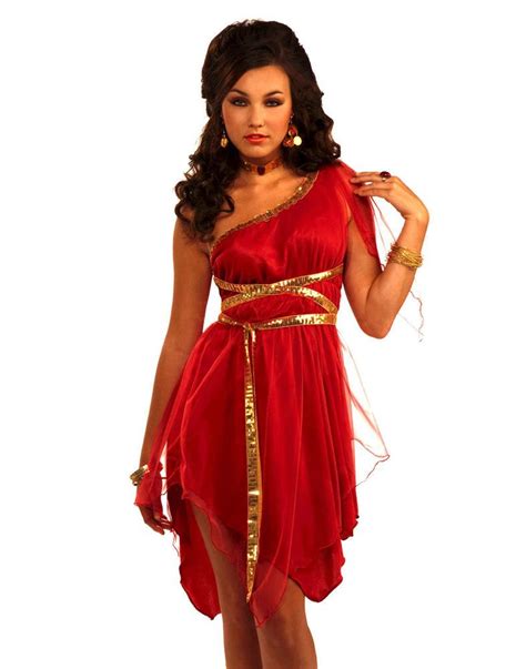 Ruby Red Goddess Greek Roman Toga Party Hens Sparta Women Gold