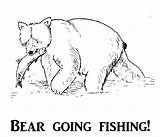 Coloring Pages Bear Animal Fishing Printable Kids sketch template