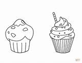 Coloring Cupcake Muffin Pages Drawing Template sketch template