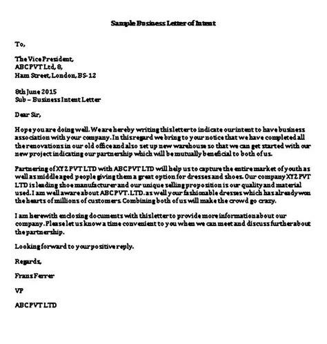 view   letter  intent template business partnership