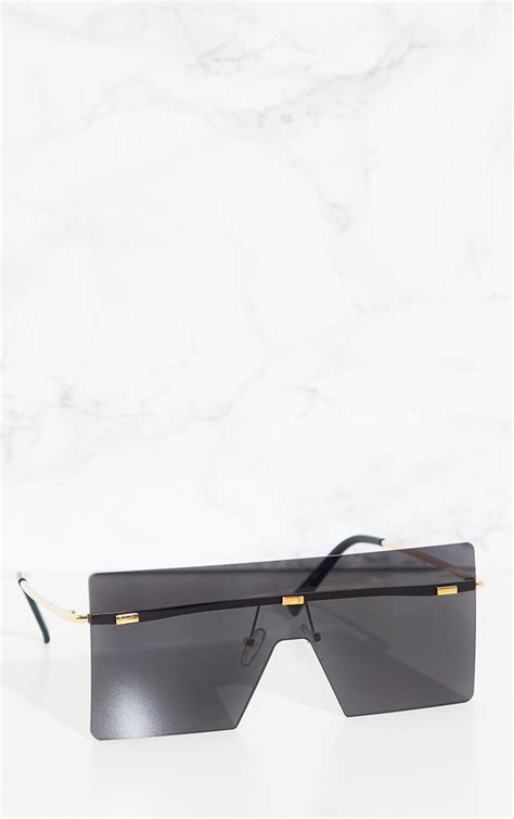 black frameless square sunglasses prettylittlething usa