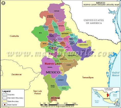 Nuevo Leon Map Showing The Administrative Divisions