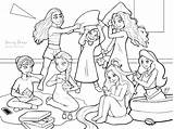 Sleepover Coloring Pages Drawing Princess Party Getdrawings Color Printable Print Getcolorings sketch template