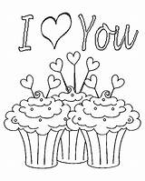 Cupcake Coloring Cupcakes Heart Valentine Hearts Kids Pages Kleurplaten Kleurplaat sketch template