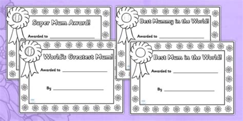 mothers day certificates colouring mothers day card