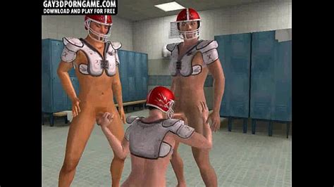 three 3d football jocks sucking cock in the lockerroom xnxx