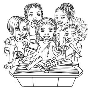 colouring books featuring african american children  natural hair