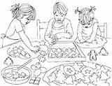 Coloring Pages Baking Kids Cookies Three Color sketch template