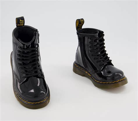 dr martens lace boot  zip brooklee  black patent unisex