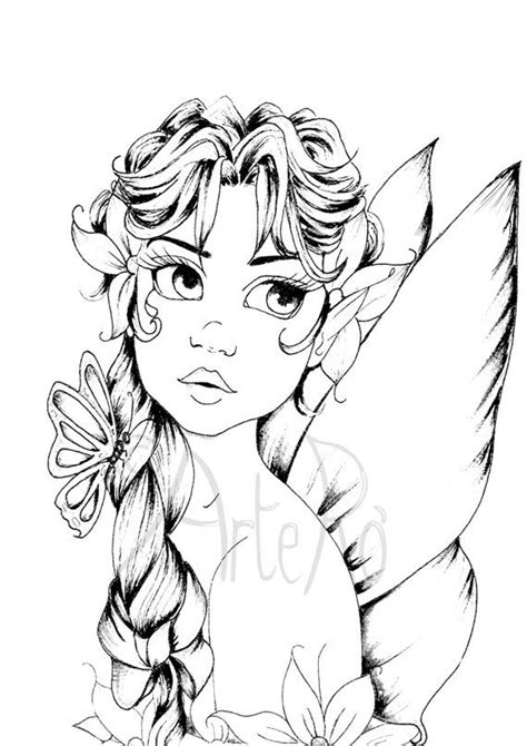 fairy coloring page  art therapy  fairy coloring book flower