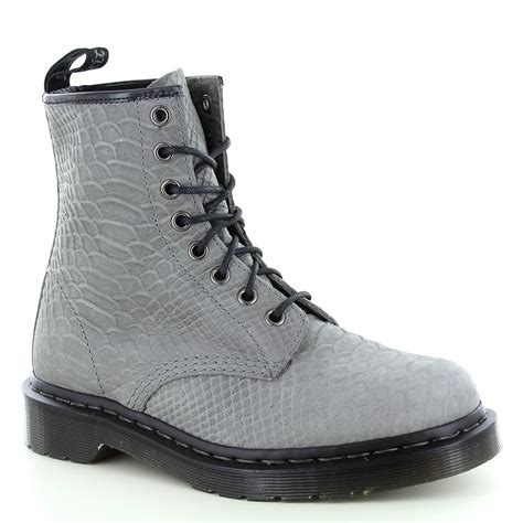 dr martens  unisex  eyelet python suede leather boots grey chicim