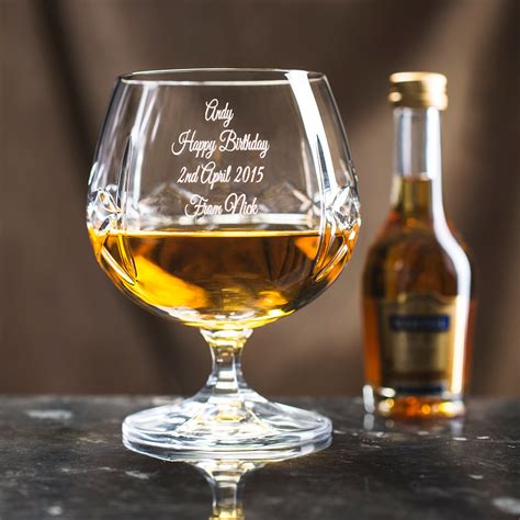 engraved crystal brandy glass and brandy t set