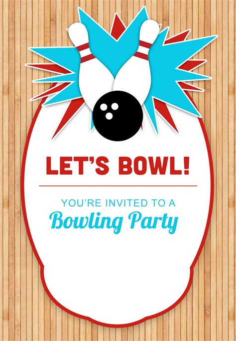 bowling party  printable birthday invitation template greetin