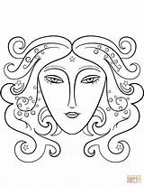 Coloring Virgo Sign Pages Zodiac Signs Curvy Tribal sketch template