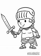Knight Sword Cartoon Boy Coloring Print Printcolorfun Color Pages Prince Printable Kids sketch template