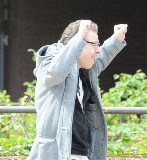 woman whoops for joy after walking free from court despite