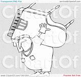 Carrying Piano Man Clip Outline Moving Coloring Illustration sketch template