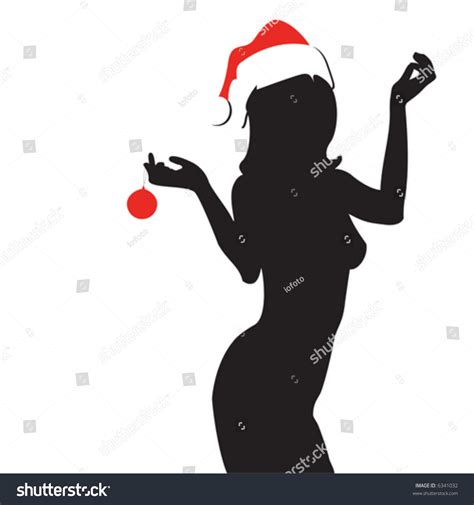 silhouette sexy woman wearing santa hat stock vector