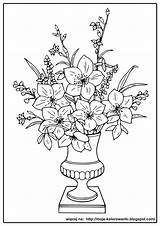 Kwiaty Wazonie Kolorowanki Dzieci Bouquet Vase Lily sketch template