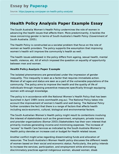health care policy analysis paper topics public health policy
