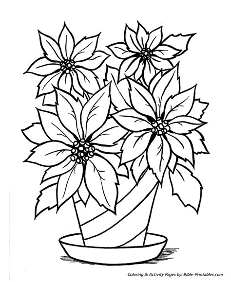 christmas scenes coloring pages christmas poinsettia