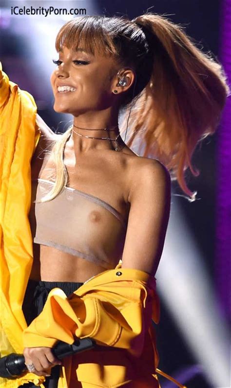 ariana grande desnuda y sudada en un concierto con muchas ganas de ser follada