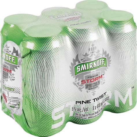 Smirnoff Storm Pine Twist Spirit Cooler Cans 6 X 440ml Fruit Spirit