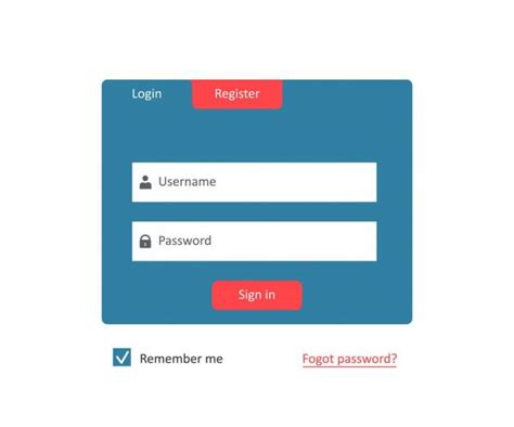 Login Form Website Ui Account Screen Page Register User Interface