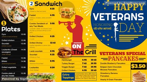 signmenu digital signage menu  veterans day  restaurants