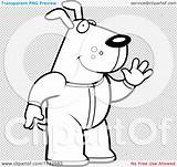 Coloring Cartoon Pajamas Waving Footie Dog Outlined Clipart Vector Cory Thoman sketch template