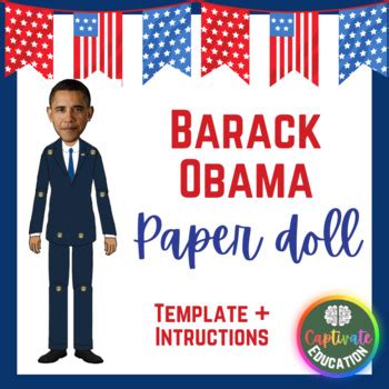 colored  version barack obama paper doll presidents day printable craft