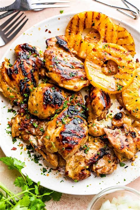 beer marinated grilled chicken thighs recipe  diethood