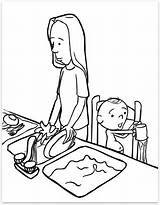 Lavando Dona Pratos Washing Piatti Mamma Housework Chores Tudodesenhos Colpa Tutta Bambino sketch template