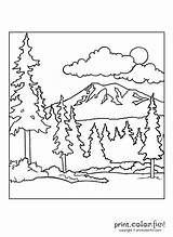 Forest Coloring Pages Mountain Scene Color Printable Adult Kids Landscape Book Sky Printcolorfun Sheets Print Drawing Printables Trees Fun Burning sketch template