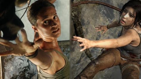 tomb raider game vs movie comparison parachute escape youtube