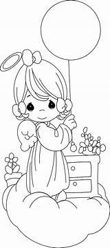 Coloring Pages Precious Moments Angel Girl Balloon Kids Colouring Para Colorear Printable Adult Sheets Books Drawing Angelito Angelita Dibujos Line sketch template